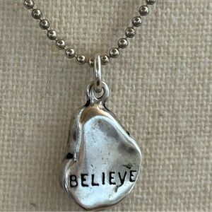 Made in Italy 925 Silver 'Believe' Nugget Pendant Necklace
16” chain